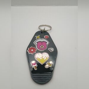 Retro Motel Keychain Custom Handmade Groovy Resin Accessory Mod Podge Stickers